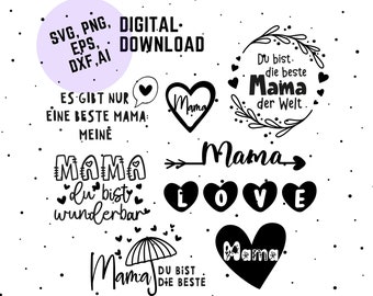 Plotter file Mother's Day German sayings SVG, plotter file Mom, Digistamp Mother's Day, plotter file hands, Mother's Day sayings, Mother's Day DXF