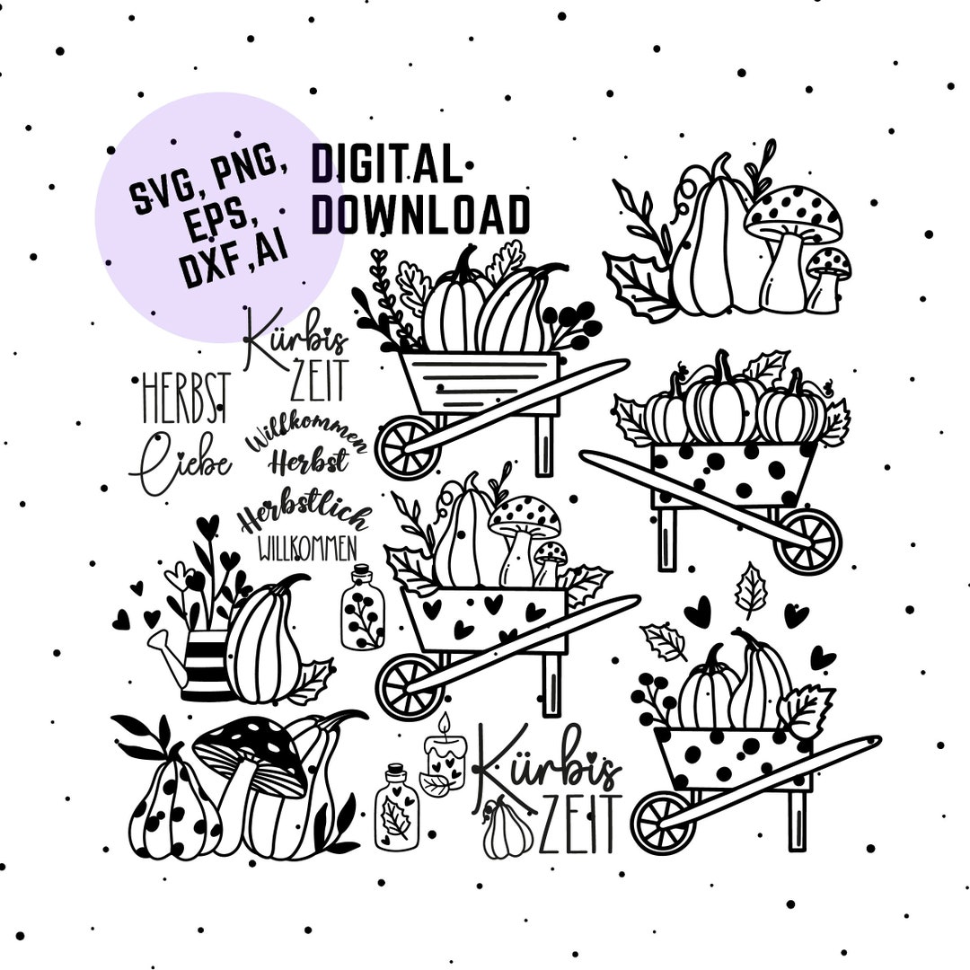 Fall Dxf German Autumn Plotter File SVG DXF PNG Hello Fall Greeting - Etsy