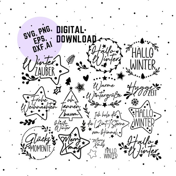 Fichier traceur de Noël, fichier traceur d’hiver, Noël allemand Svg, Png, Dxf, fichier laser, fichier traceur allemand, Winter Svg Png, Hygge Time