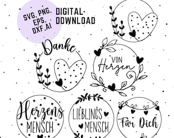 German Saying Bundle, Plotter file Herz design german svg, Love heart svg, cricut silhouette bundle, Lieblingsmensch Svg, Herz Kranz Bundle