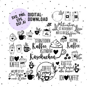 25 German Coffee Plotter Svg Bundle, German Plotter svg, Coffee svg bundle, coffee cup svg, German sayings coffee, Coffee time svg