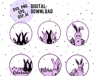 German Easter Bunny Laser File SVG PNG, Bundle German Easter Cut file, German lettering design svg png dxf eps, Happy Easter Bunny Svg