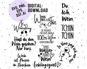 German Wein svg png Bundle - Wine svg - Wine Quote svg - Cricut Silhouette Studio plotter file - Alcohol svg - Wine Sayings svg - Sayings
