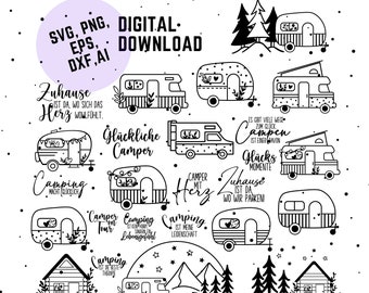 German Camping Plotter File Svg, Plotter File Caravan, Holiday Camping Sayings, Camping Sayings Lettering, Plotter File, Camper Svg Png