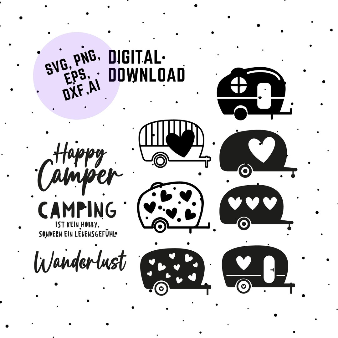 Plotterdatei Wohnwagen, German plotter file Svg, Urlaub Camping Sprüche
