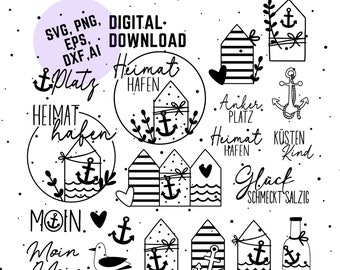 Home port svg, maritime plotter file, moin svg, sea plotter file, anchorage svg png dxf, seagull svg png dxf, maritime design, coastal child