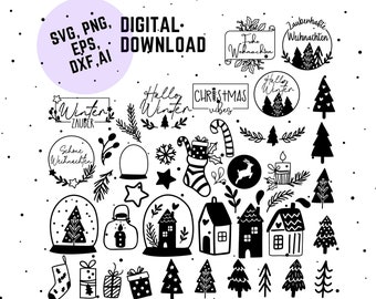 Winter Plotterdatei, German Christmas Svg, Png, Dxf, Weihnachten plotter file, laser file, German Plotterdatei, Winter Svg Png, Winterzauber