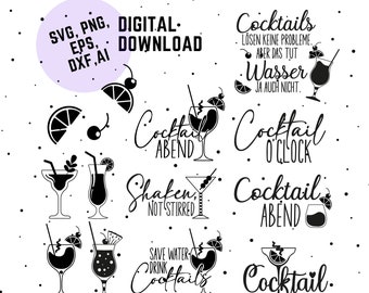 Cocktail svg, Cocktails svg bundle, German Cocktails Bundle Cricut SVG Files, Cocktails for Cricut, Drinks Clip art, Cocktail PNG