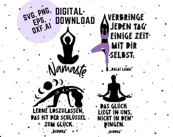 Plotter File Sayings Yoga German, SVG, PNG, DXF, Eps Coaster Design, Cutting File, Yoga Art German, German Quotes, Plotter File, Namaste Svg