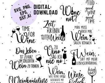 German Wein svg png Bundle, Wine svg, Wine Quote svg, Cricut Silhouette Studio plotter file - Alcohol svg - Wine Sayings svg - Sayings Wine