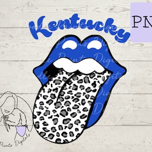 Kentucky blue lips with leopard print PNG | Sublimation printing| PNG | Sublimation