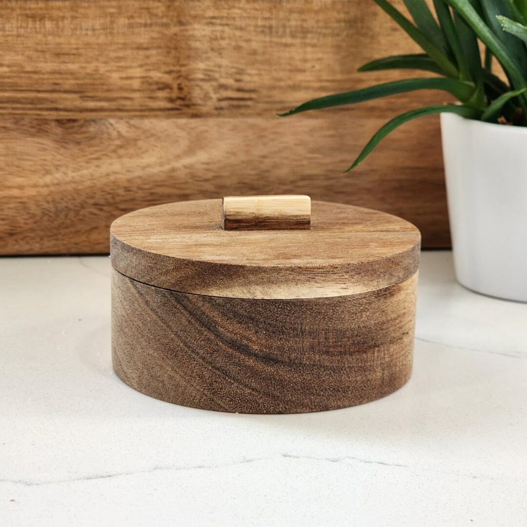 Salt Box 3 Oz Acacia Wooden Salt Box Salt Keeper Salt Etsy