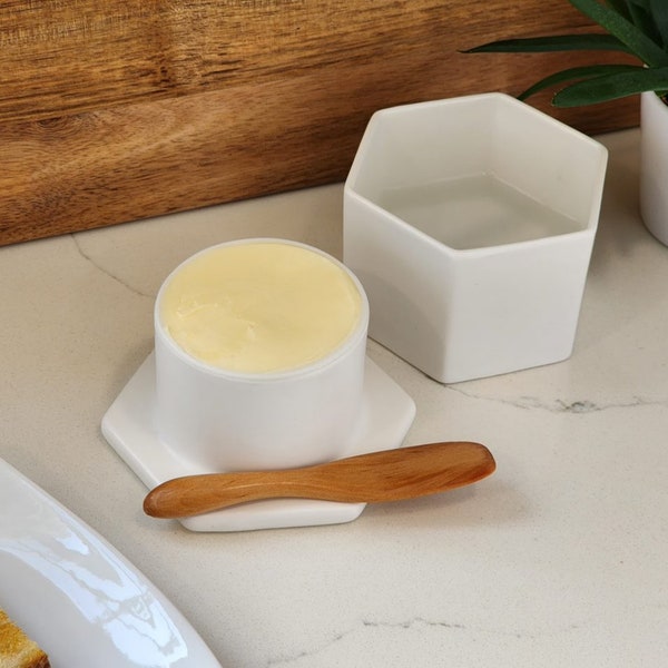 French Butter Crock and Knife Etsy