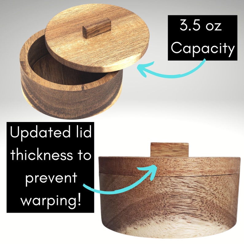 Salt Cellar With Lid 3 Oz Acacia Wooden Salt Box Kosher Salt Container