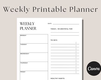 Weekly Planner, Printable, Digital Planner