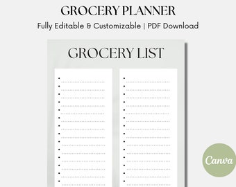 Grocery List Planner Template