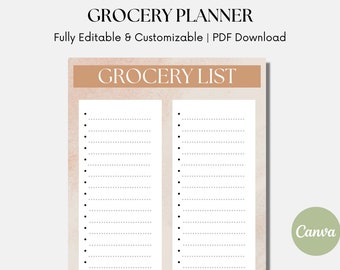 Grocery List Planner Template