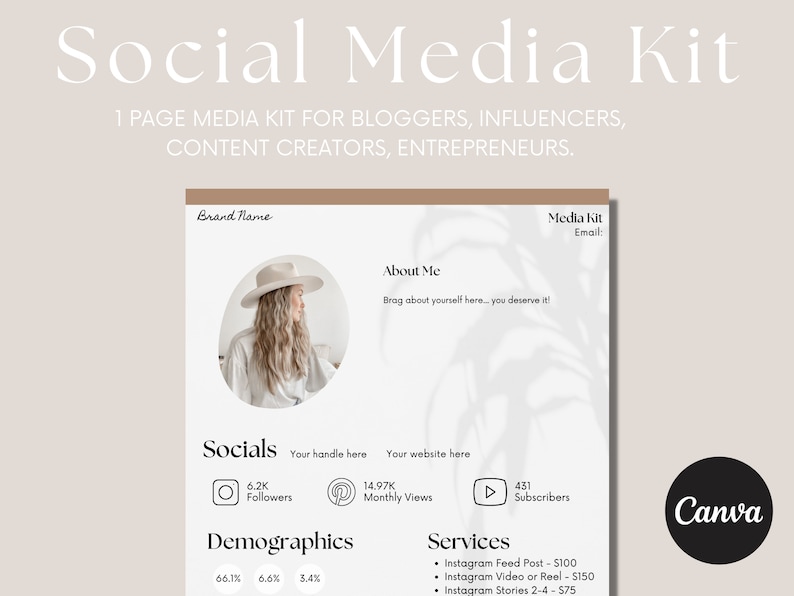 Canva Media Kit Template Etsy