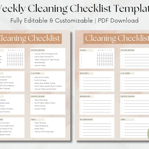 Printable Weekly Cleaning Checklist, ADHD Cleaning Schedule, Flylady Cleaning Routine, House Cleaning Checklist, Canva Cleaning Checklist