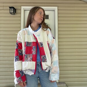 Upcycled Quilted Jacket, Handmade Patchwork Coat, Vintage Quilt Jacket, Women’s M/L