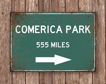 Comerica Park Distance Sign