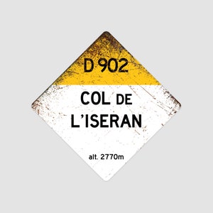 Col De L&#39;Iseran D902 - Vintage Style Tour de France Cycling Diamond Sign - Gift for Cyclist, cycling sign, metal sign, biking sign,