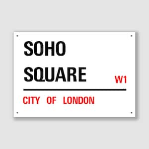 Soho Square - Città di Londra, Segnale stradale, regalo di Soho Square, souvenir di Soho Square, ricordo di Soho Square, regali di Londra