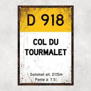 Col Du Tourmalet D918 - Vintage Style Tour de France Cycling Sign - Gift for Cyclist, cycling sign, metal sign, biking sign,