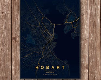 Hobart Map Art Print
