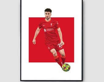 Cartaz do Diogo Jota Liverpool FC – Impressão de parede com o número 20, decoração de futebol para o avançado português, presente dos Reds, arte de sala de futebol para fãs do LFC