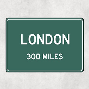 Cartello LONDRA PERSONALIZZATO, cartello della distanza della città di Londra, regalo della città di Londra, regali di Londra, souvenir di Londra, cartelli di Londra
