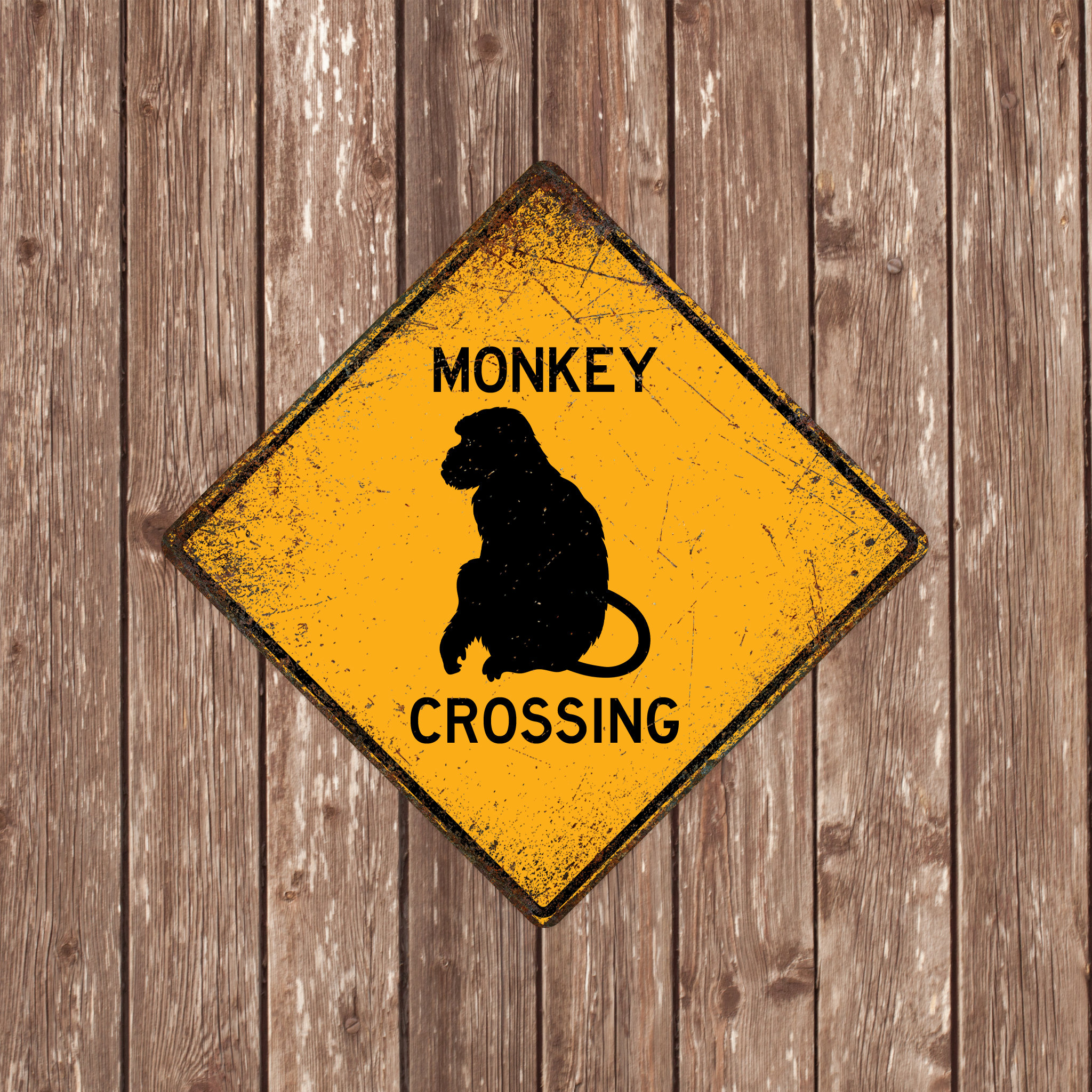 MONKEY CROSSING SIGN - Monkey Crossing Signs, Monkeys, Warning