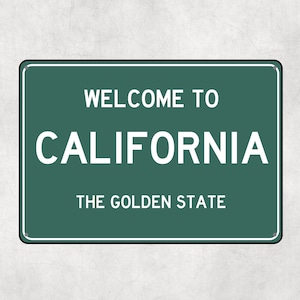 Plaque Welcome to California, plaque métallique Californie, cadeau Californie, cadeaux Californie, souvenir Californie, California Golden State