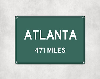 PERSONALIZOWANY ZNAK ATLANTA, Znak odległościowy miasta Atlanta, Prezent z miasta Atlanta, Prezenty z Atlanty, Pamiątka z Atlanty, Znaki z Atlanty