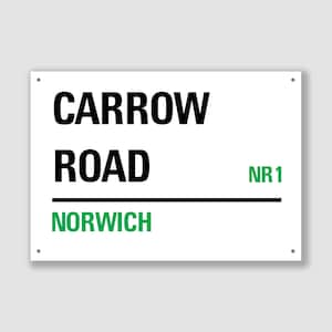 Norwich - Carrow Road, Segnale stradale, regalo di Norwich, souvenir di Norwich, ricordo di Norwich, Norwich Carrow Road
