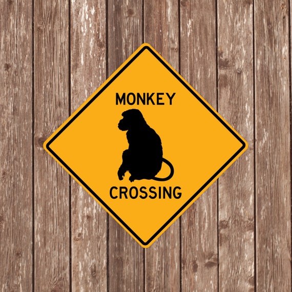 SEÑAL DE CRUCE DE MONO Señales de cruce de mono, monos, advertencia de  cruce de mono, señales de mono, decoración de mono, mono Xing, señal