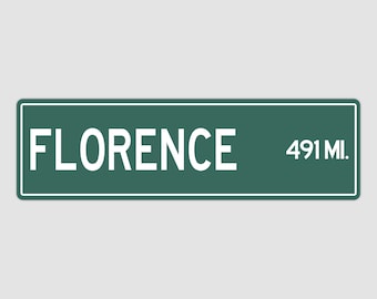 PERSONALISIERTES FLORENZ-Schild, Florenz-Stadtentfernungsschild, Stadt-Florenz-Geschenk, Florenz-Geschenke, Florenz-Souvenir, Florenz-Schild