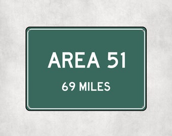Personalized Area 51 Distance Sign: Vintage Metal Alien Souvenir