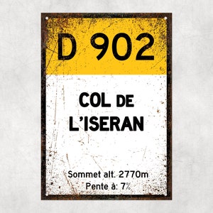 Col De L'Iseran D902 - Cartel de ciclismo del Tour de Francia de estilo vintage - Regalo para ciclistas, cartel de ciclismo, cartel de metal, cartel de ciclismo,