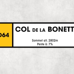 Col De La Bonette D64 - Panneau cycliste vintage Style Tour de France - Cadeau pour cycliste, panneau cycliste, panneau métallique, panneau vélo,