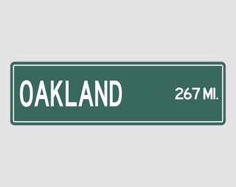 Personalized Oakland City Distance Sign: Vintage Style Metal