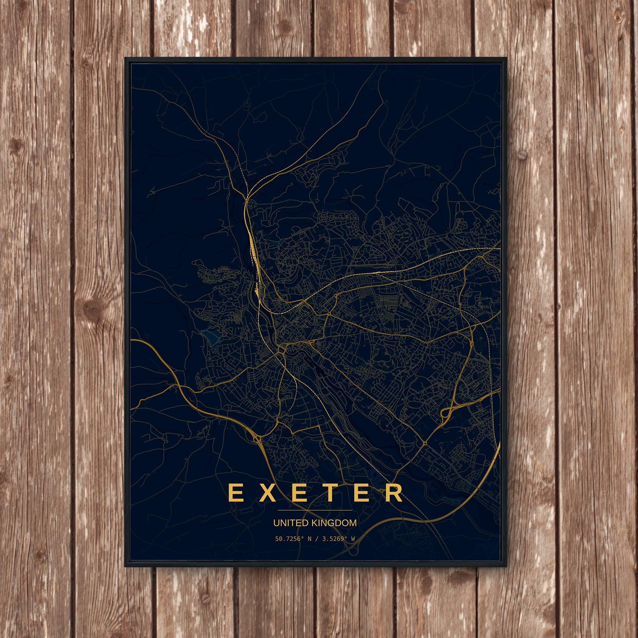 Exeter Map Art Print - Etsy UK