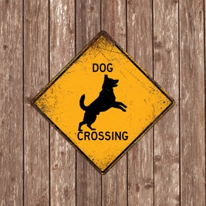 SEÑAL DE CRUCE PARA PERROS - Señales de cruce para perros, Perros, Advertencia de cruce para perros, Señales para perros, Decoración para perros, Xing para perros, Señal amarilla, Señal de cruce para perros