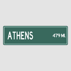 PERSONALIZED ATHENS Sign, Athens City Distance Sign, City of Athens Gift, Athens Gifts, Athens Souvenir, Athens Sign