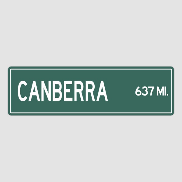 Panneau CANBERRA personnalisé, panneau de distance de la ville de Canberra, cadeau de la ville de Canberra, cadeaux Canberra, souvenir de Canberra, panneau de Canberra