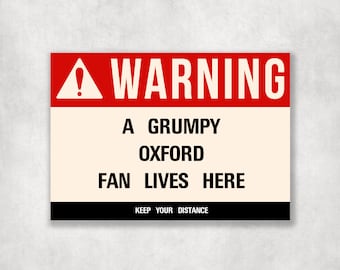 Grumpy OXFORD Fan Metal Sign: Vintage Man Cave Decor