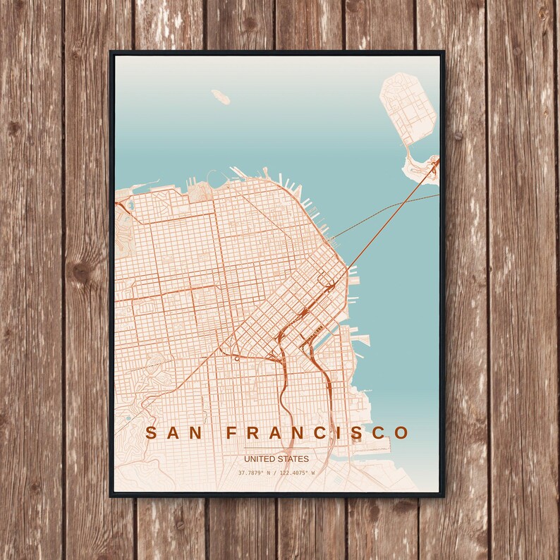 San Francisco Map Art Print - Etsy Australia
