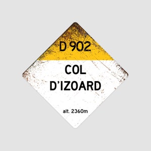 Col D&#39;Izoard D902 - Vintage Style Tour de France Cycling Diamond Sign - Gift for Cyclist, cycling sign, metal sign, biking sign,