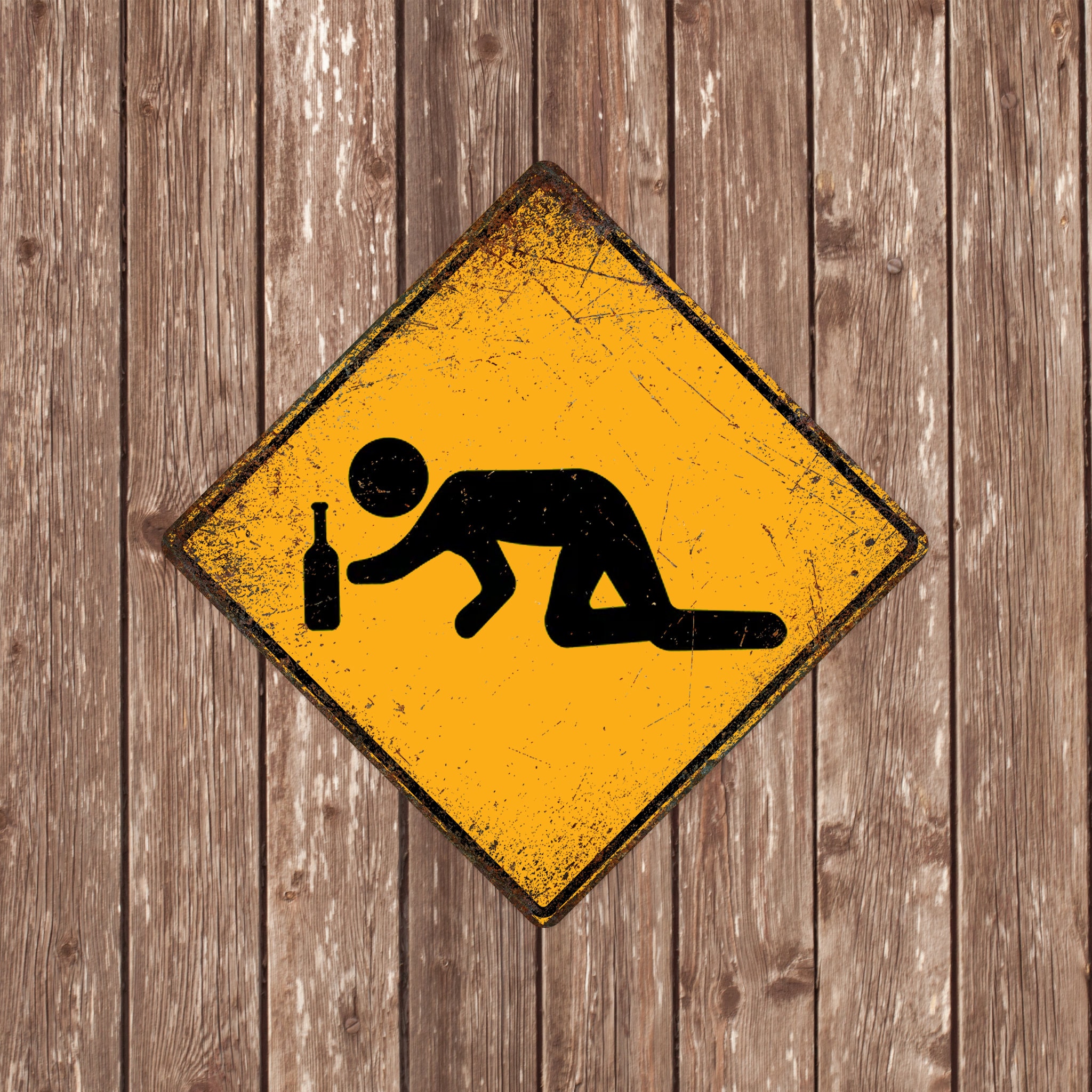 DRUNK CROSSING SIGN - Drunk Drinking Crossing Signs, Drunk Zone