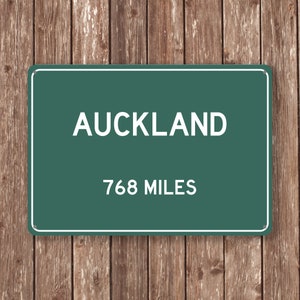 Panneau personnalisé d'AUCKLAND, panneau de distance de la ville d'Auckland, cadeau de la ville d'Auckland, cadeaux d'Auckland, souvenir d'Auckland, panneaux d'Auckland